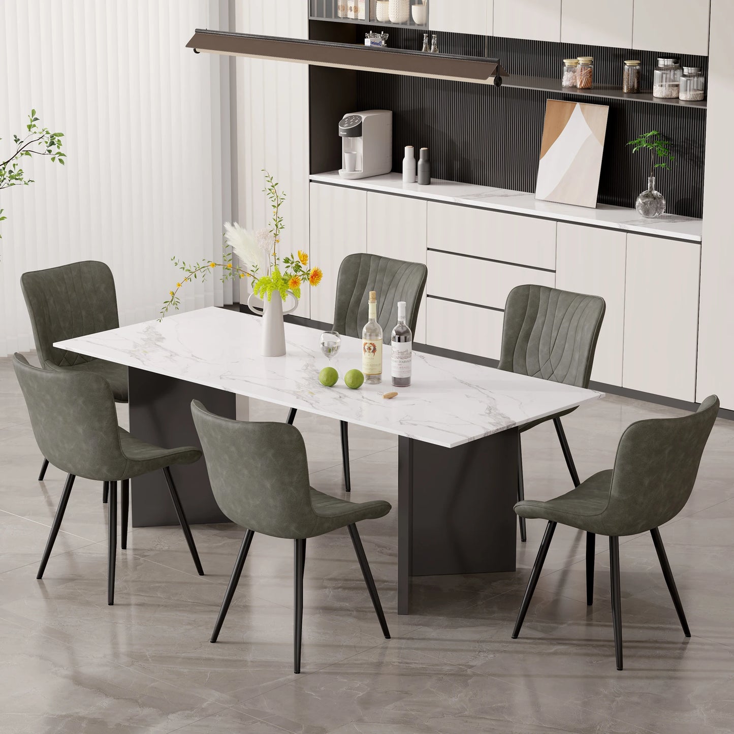 Set of 2 PU Leather Dining Chairs