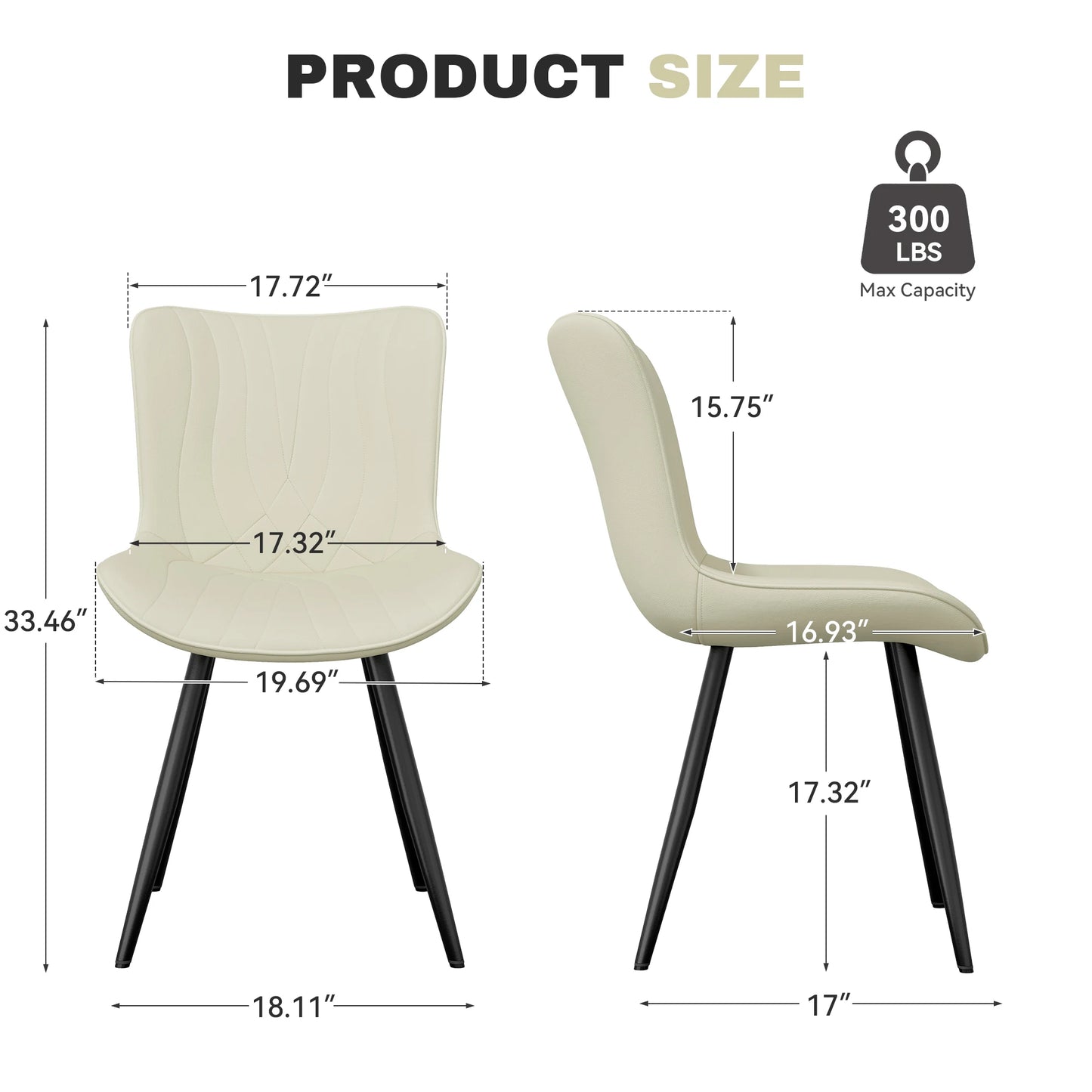 Set of 2 PU Leather Dining Chairs