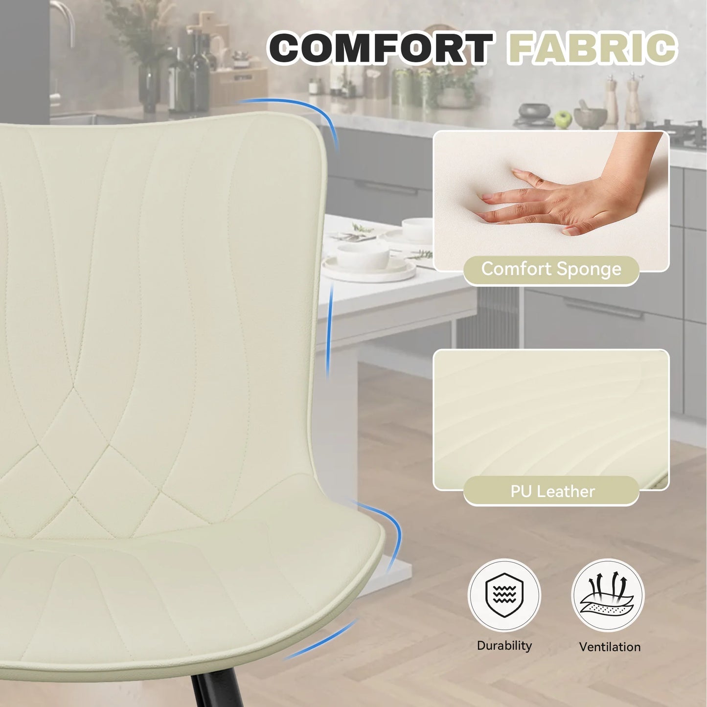 Set of 2 PU Leather Dining Chairs