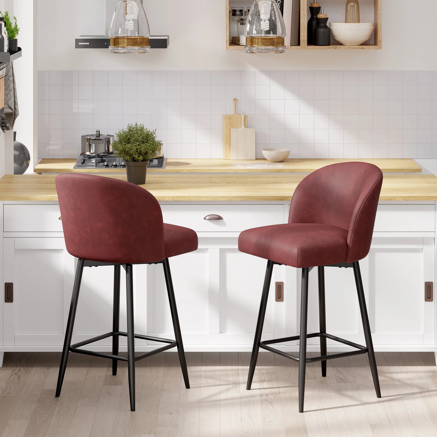 360° Swivel Barstools with Metal Legs
