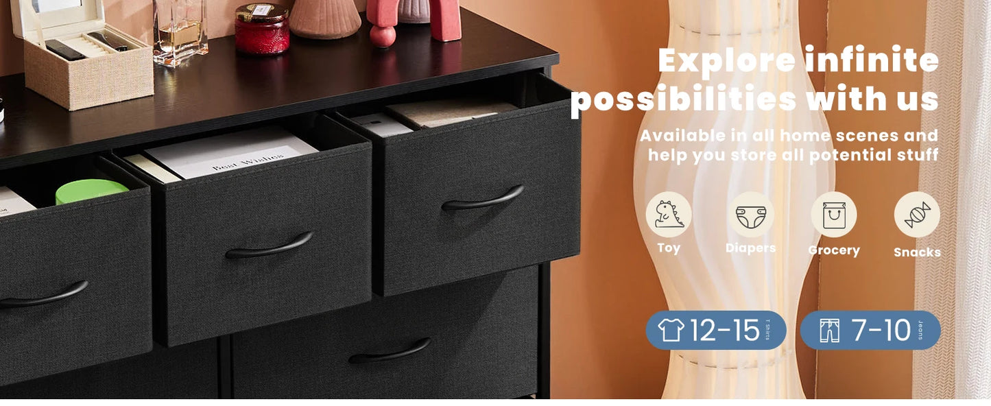 7 Drawer Fabric Dresser