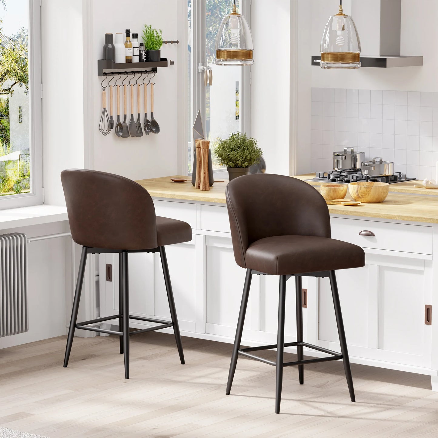 360° Swivel Barstools with Metal Legs
