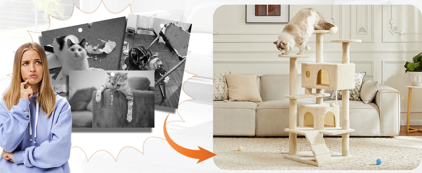 54in Tall Multi-Level Cat Tree
