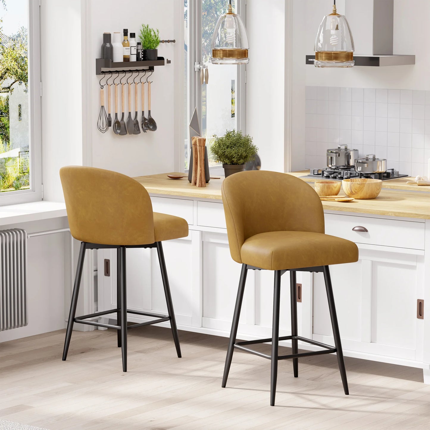 360° Swivel Barstools with Metal Legs