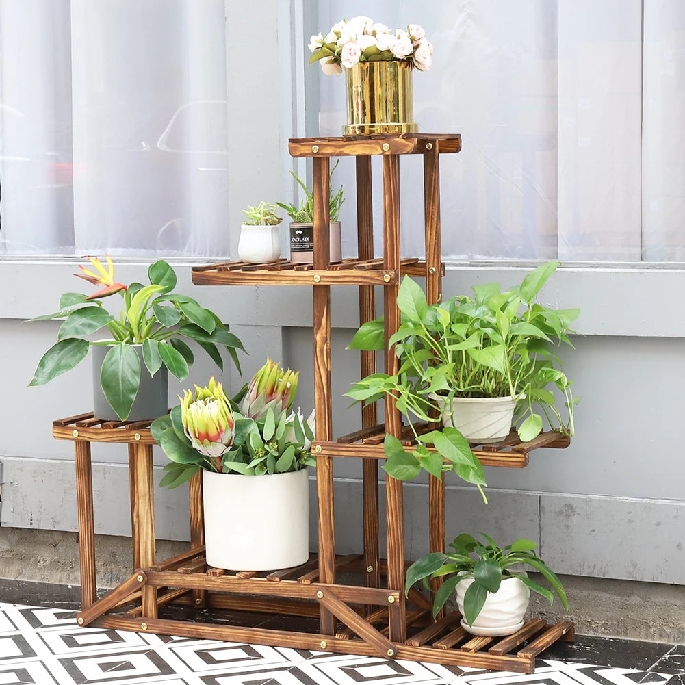 6‑Tier Wooden Plant Stand
