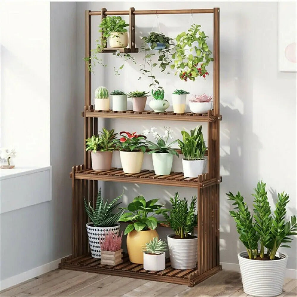 3‑Tier Wood Plant Stand