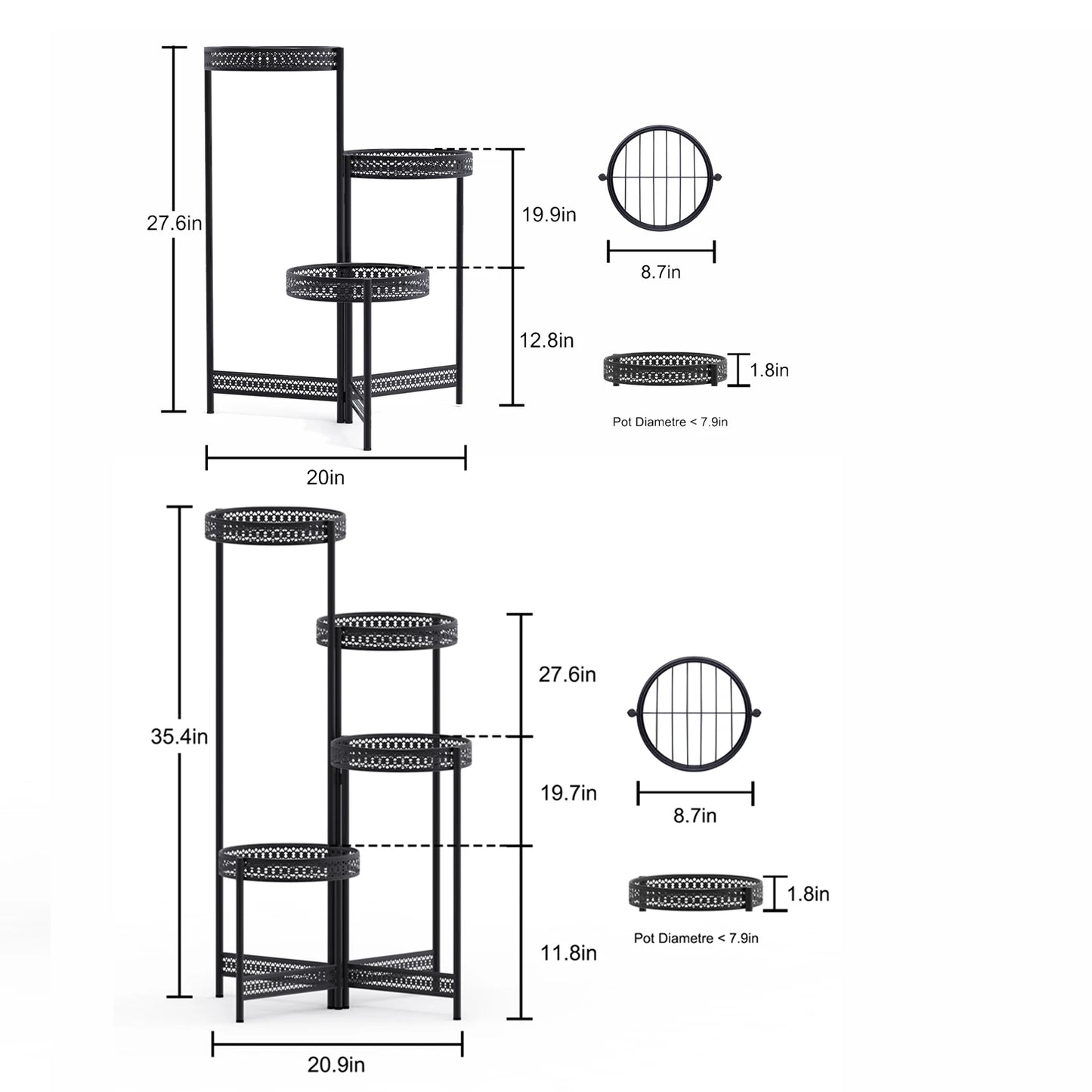 4‑Tier Metal Plant Stand