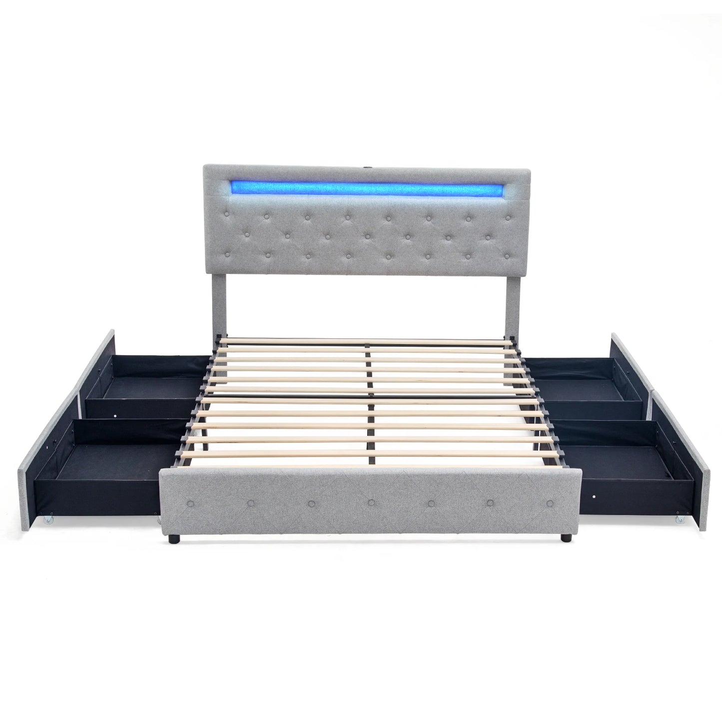 Bed Frame with 4 Storage Drawers