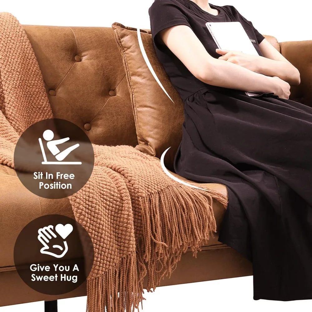Button Tufted Leather Sofa