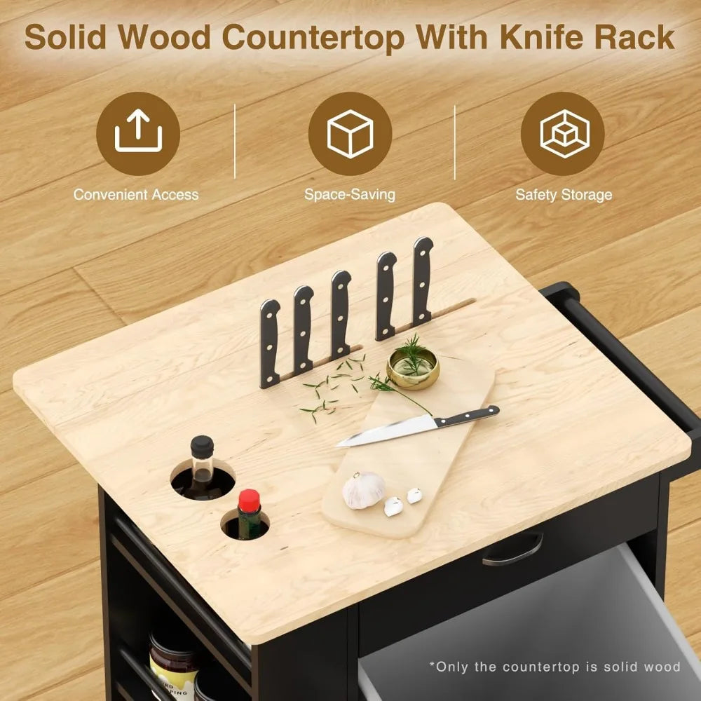 Drop-Leaf Mobile Kitchen Cart