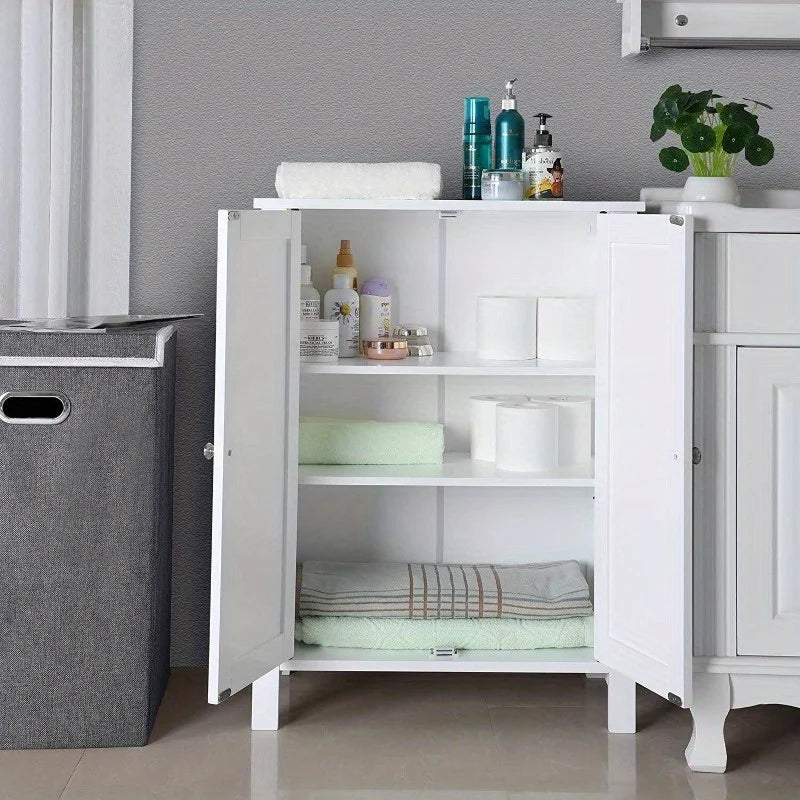 White Bathroom Floor Cabinet