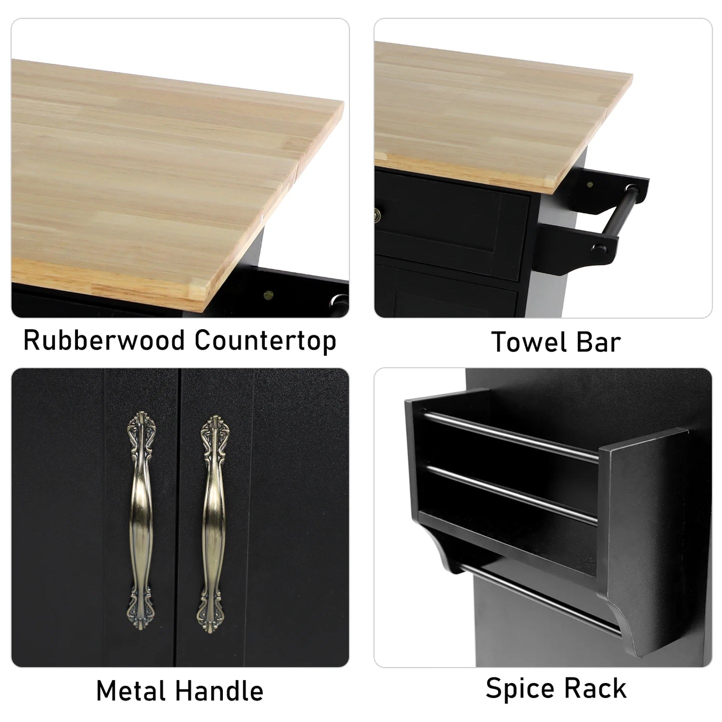 Rolling Kitchen Island with/Drop Leaf