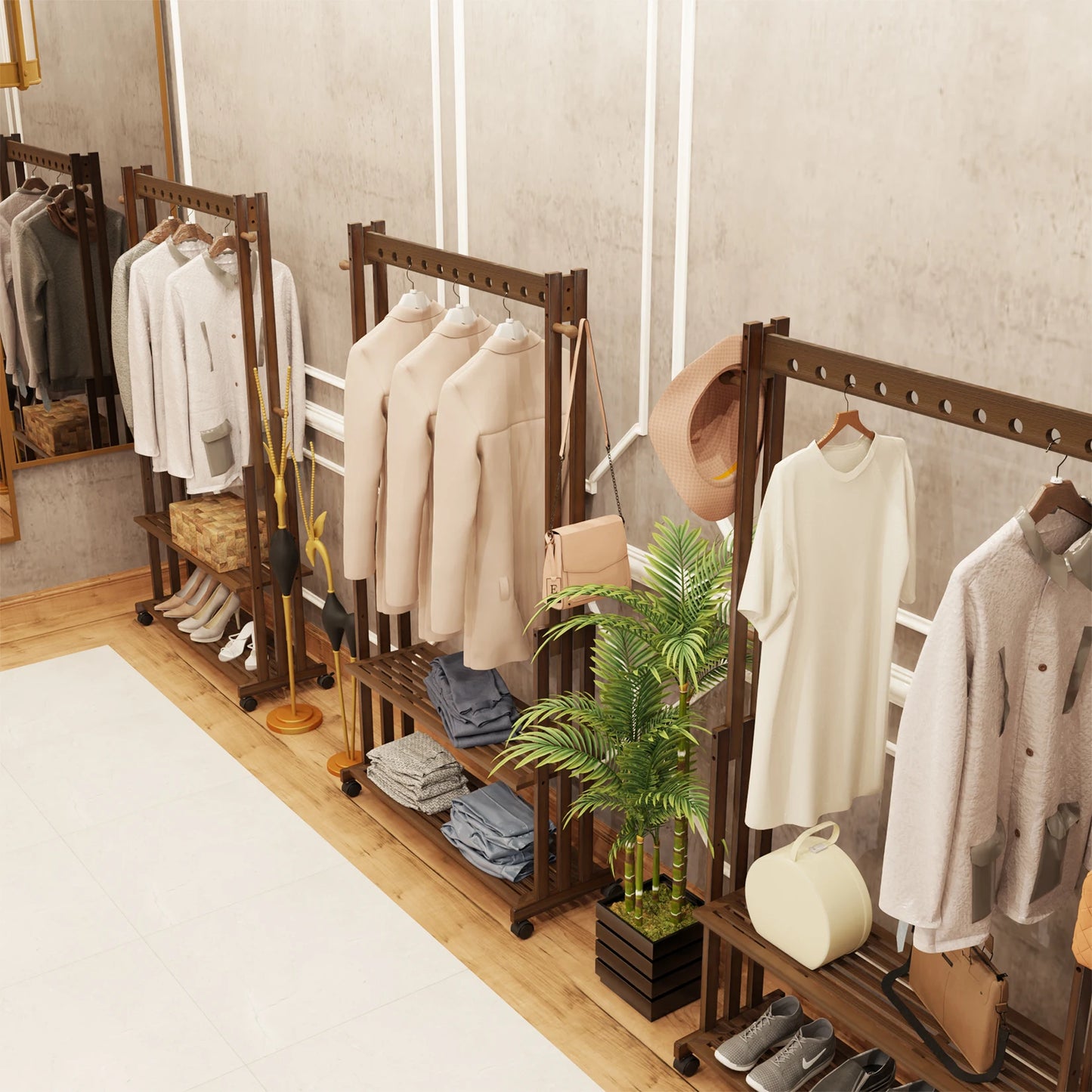 Vintage Bamboo Clothes Rack