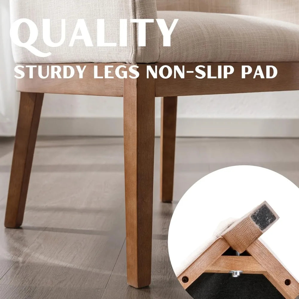 Beige Linen Dining Chairs