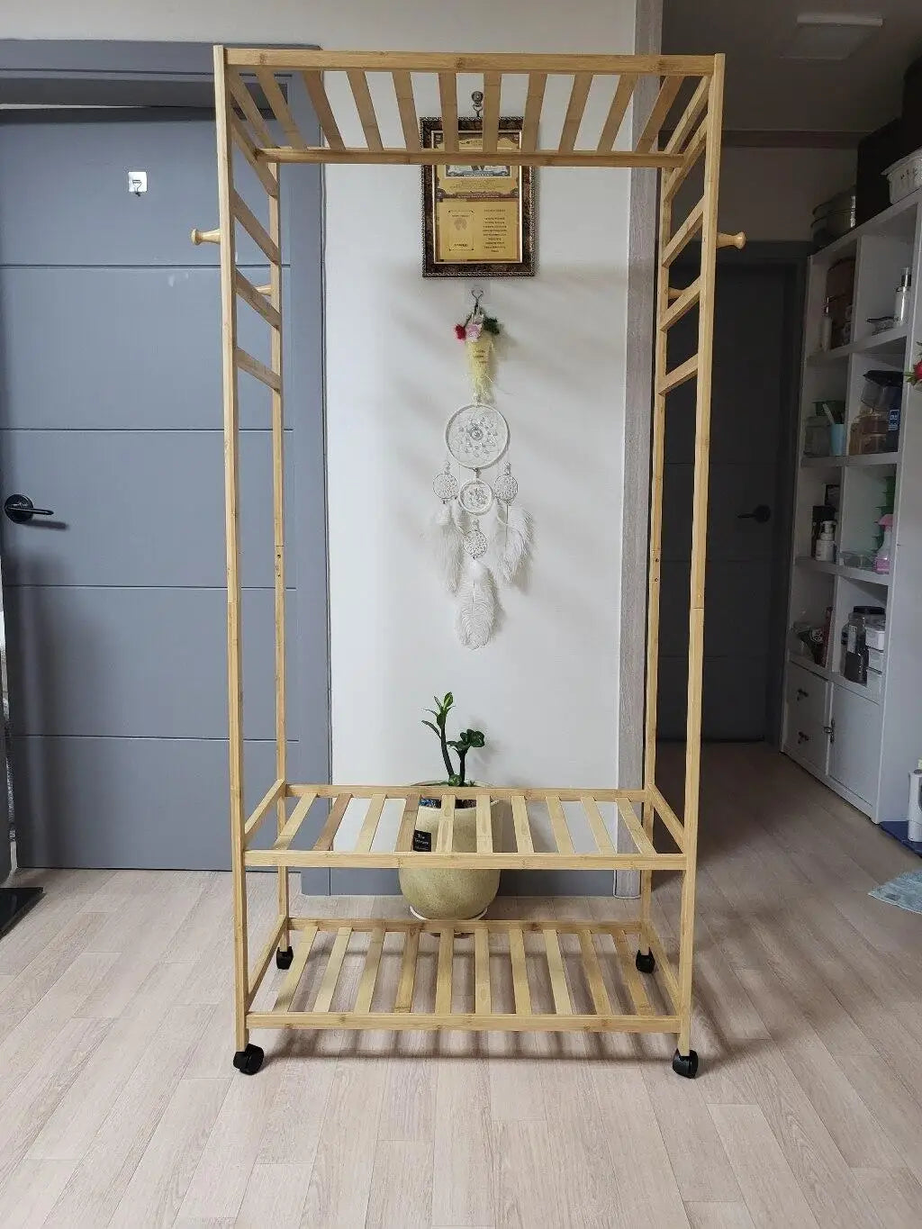 Bamboo Rolling Coat Rack