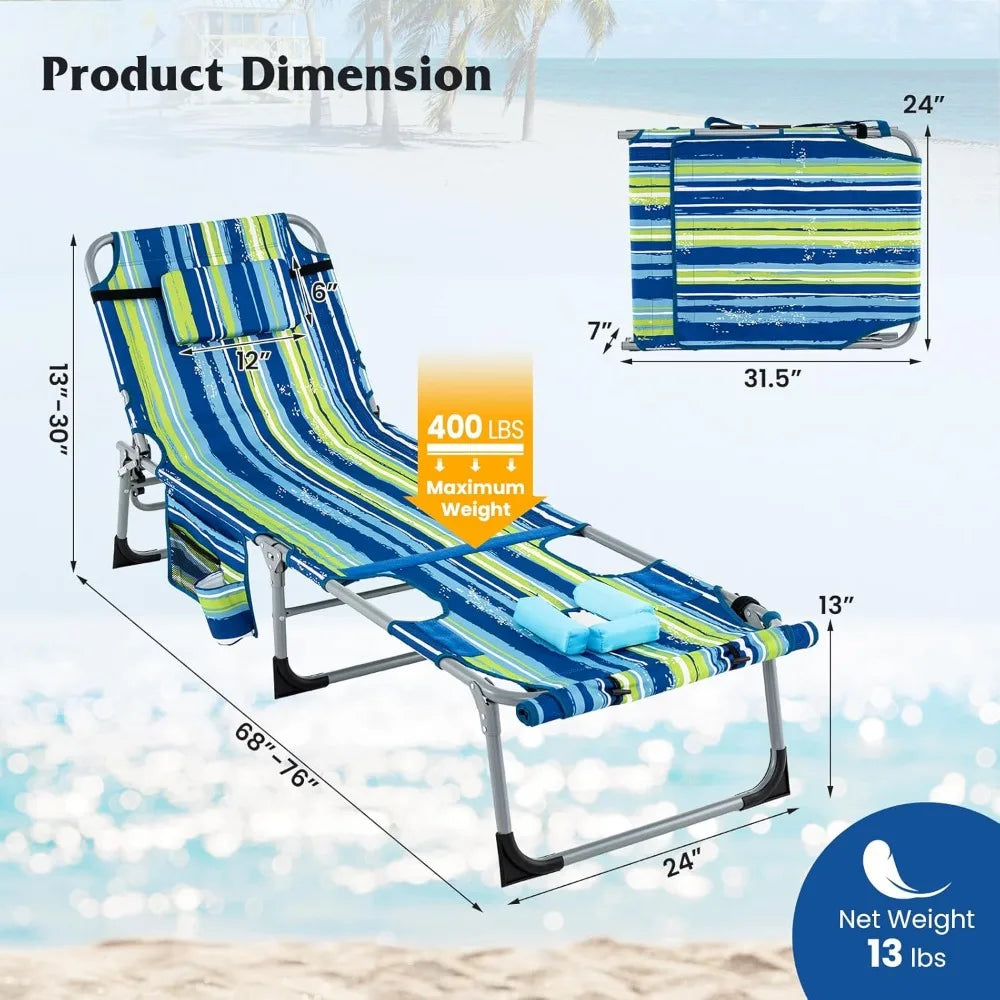 400LBS Folding Tanning Chair – Face Down Sun Lounger with Arm Holes