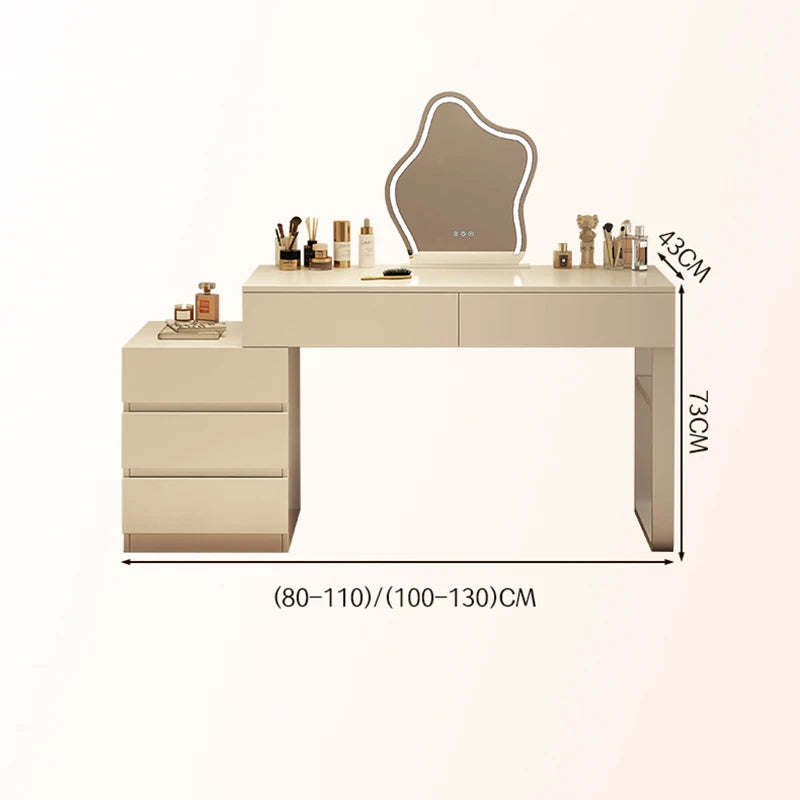 Elegant Minimalist Vanity Table – Nordic Makeup Desk with Mirror & Stool