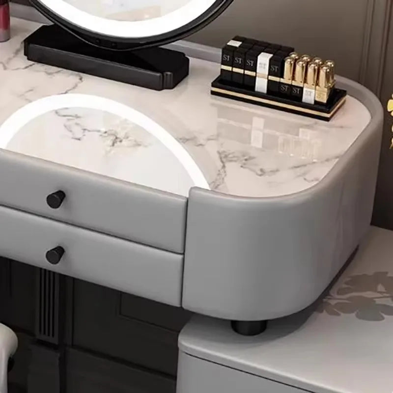 Nordic Vanity Table – Classic European Makeup Desk with Mirror & Stool