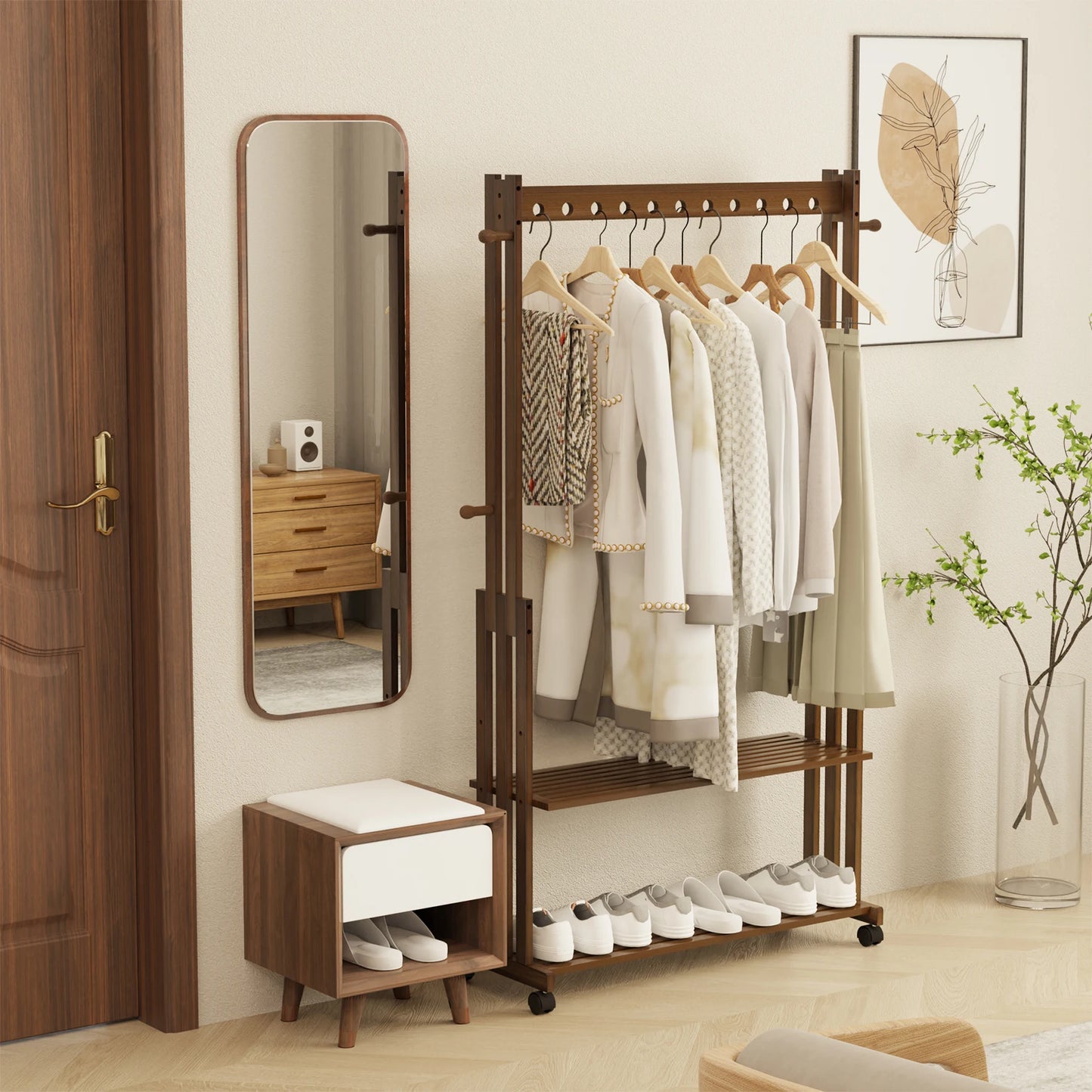 Vintage Bamboo Clothes Rack