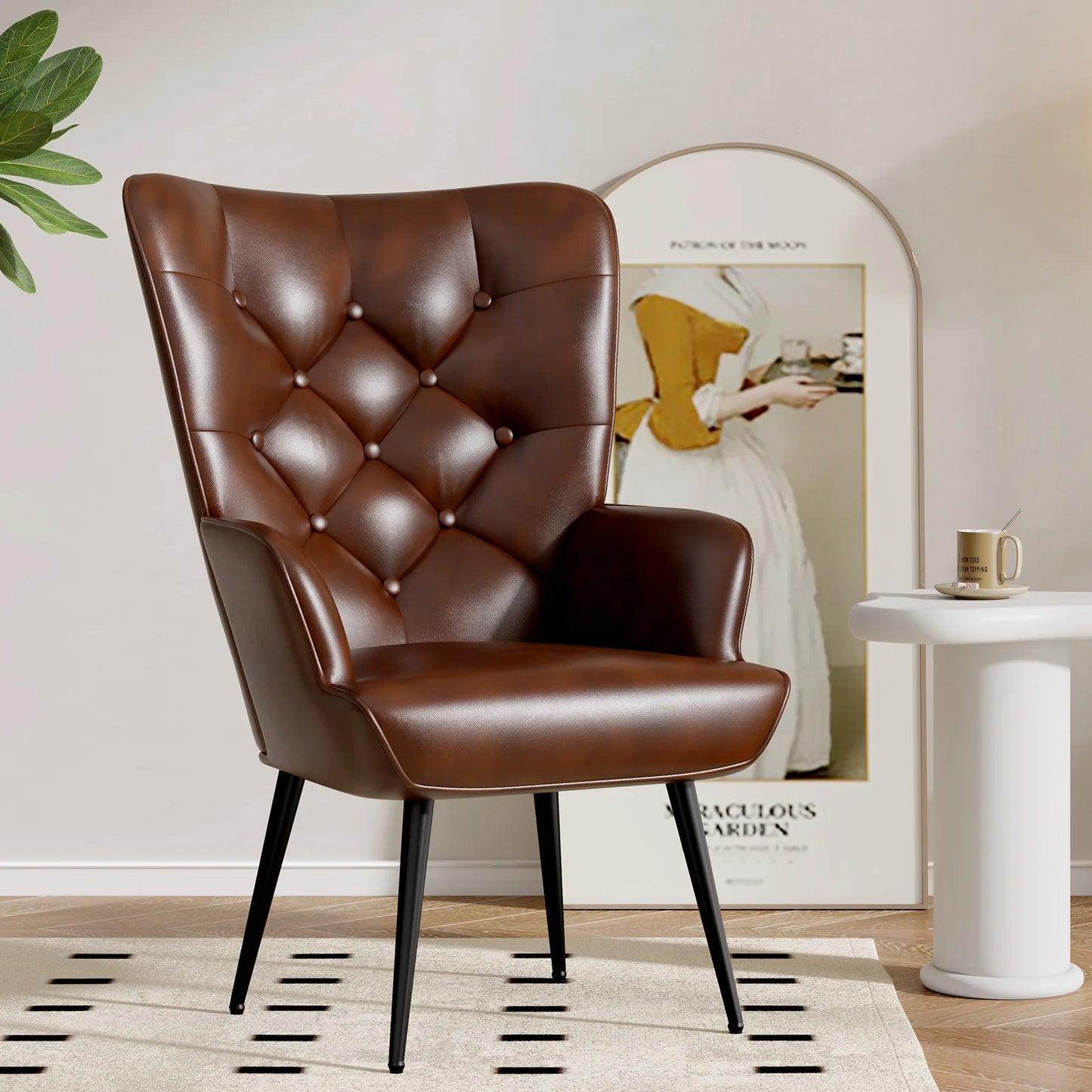 Velvet High Back Armchair