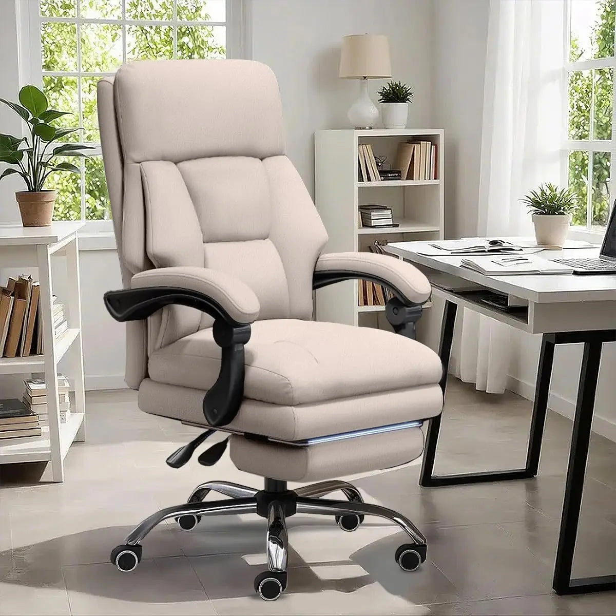 Ergonomic Leather Executive Office Chair with Footrest