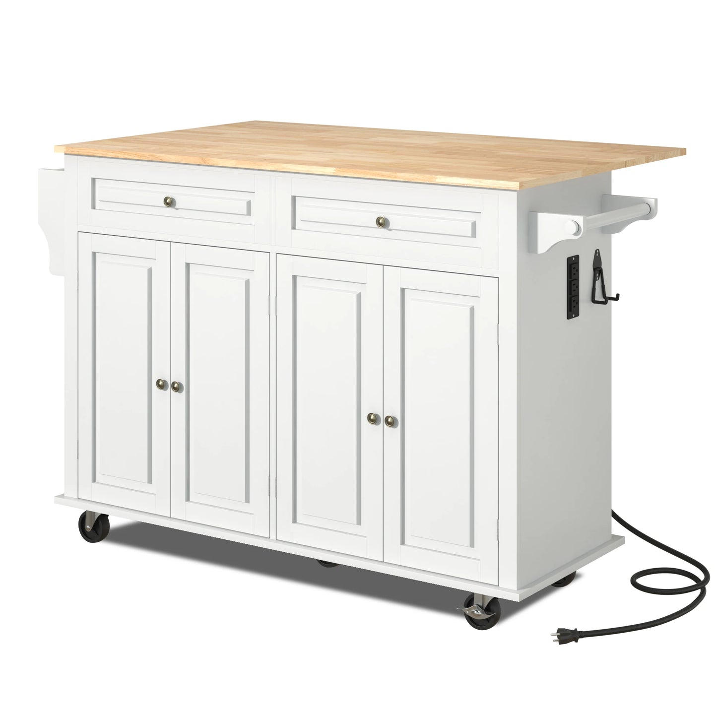 Movable kitchen table with spice rack