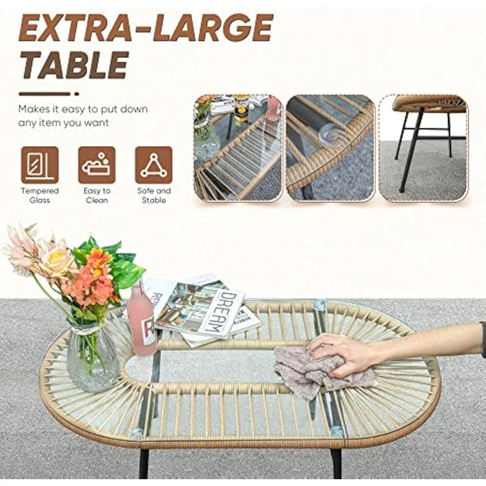 Rope Woven Patio Sofa Set