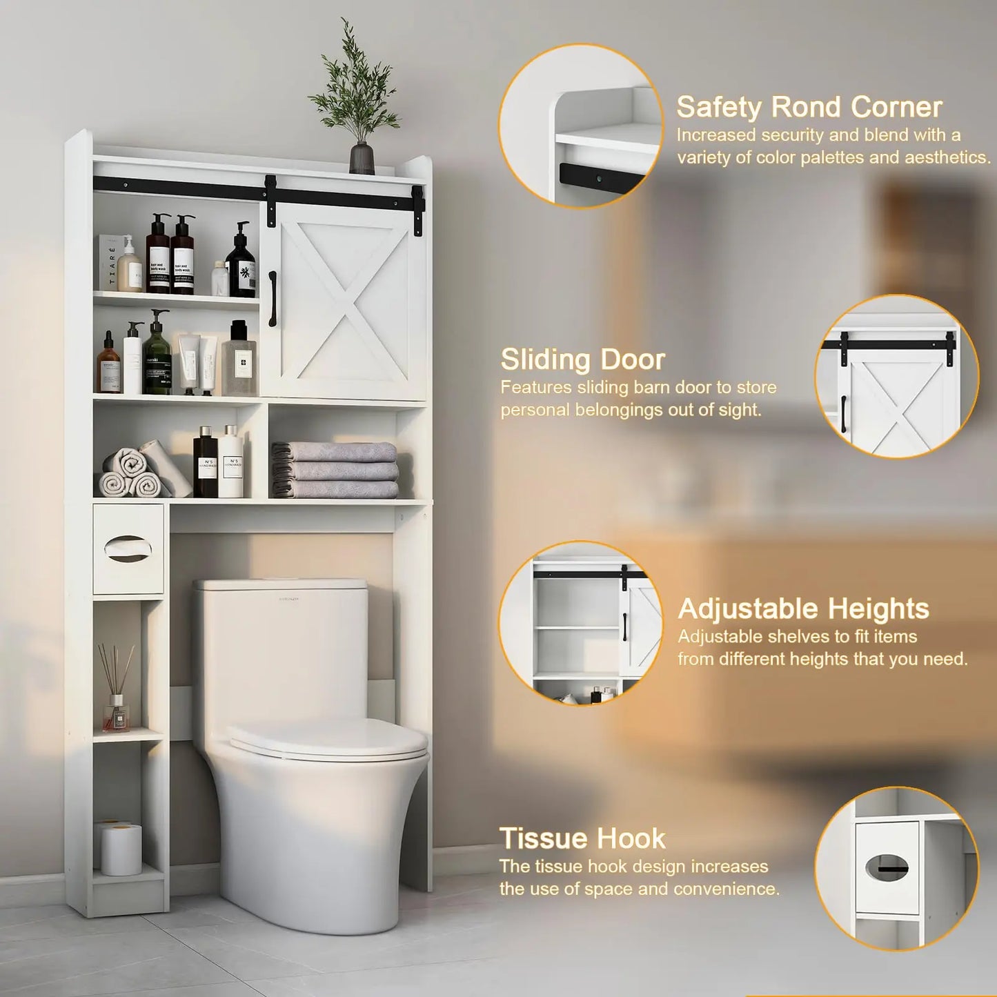 Wooden Over the Toilet Storage Cabinet
