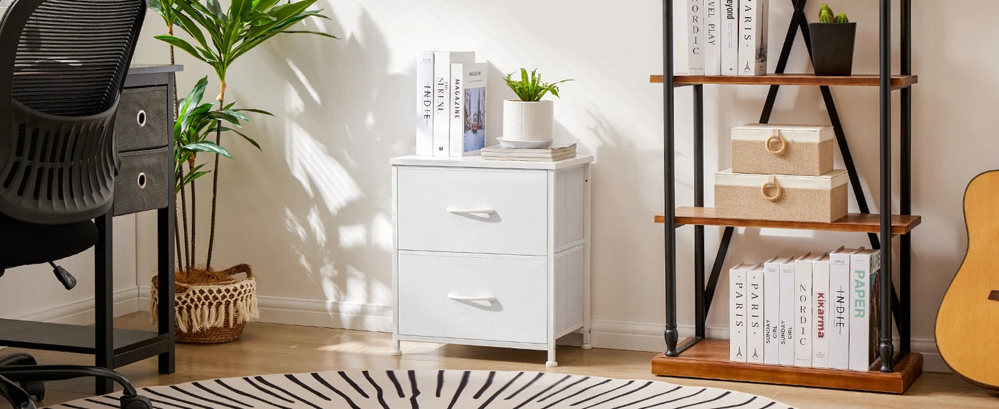 Set of 2 Living Room Cabinets with Fabric Drawers