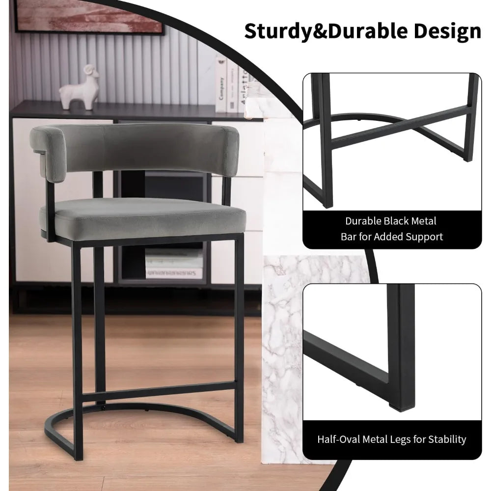 Velvet Barrel Bar Stools