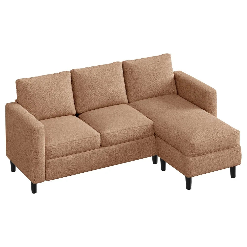 Compact L-Shaped Linen Sofa