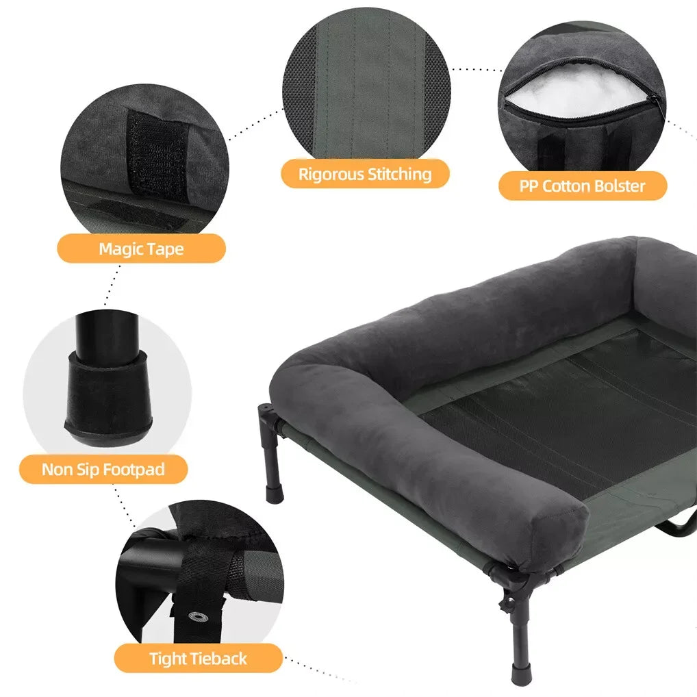 Outdoor Elevated Dog Bed with Bolster