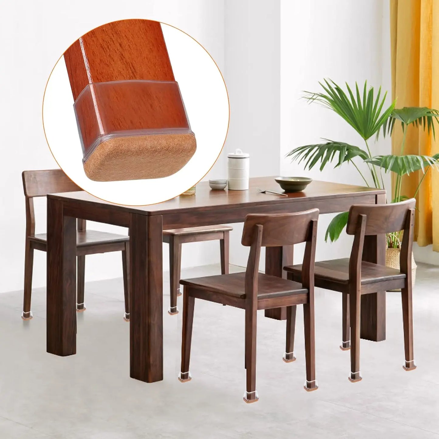 Rectangle Chair Leg Floor Protectors with Felt Pads (8PCS)