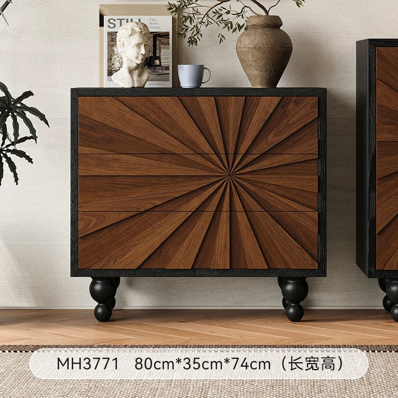 Retro Nordic Living Room Cabinet – Classic Glam Display & Storage Unit