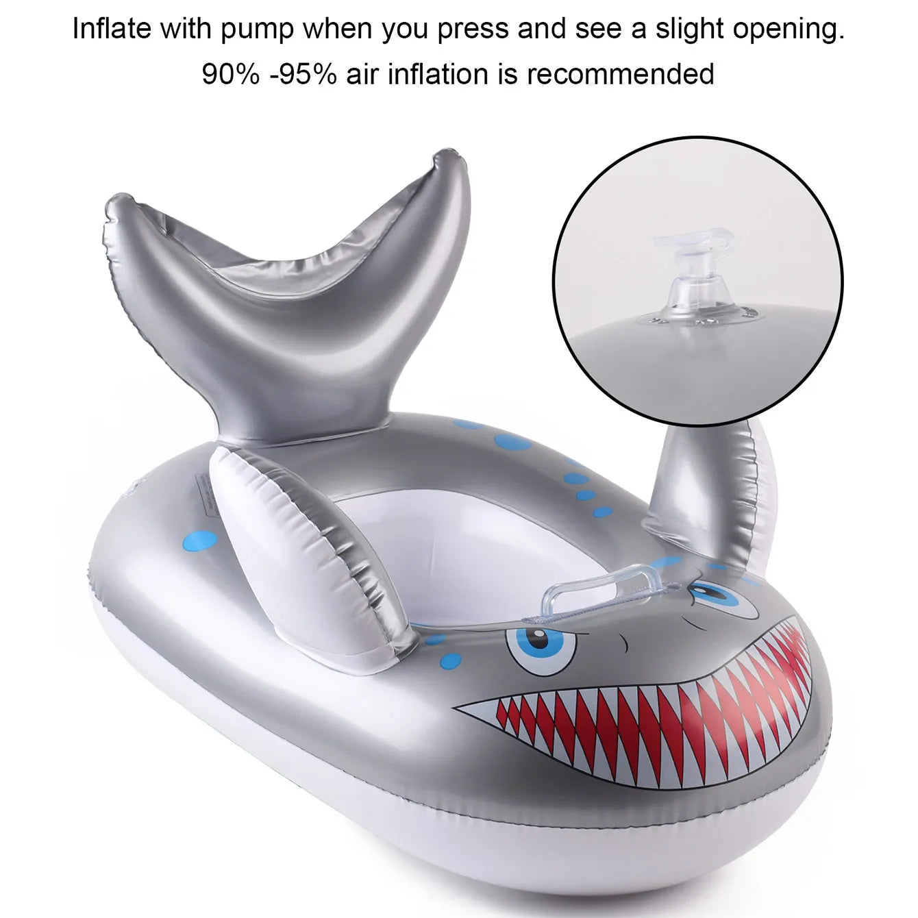 Shark-shaped Inflatable Thickened Seat Ring with Handles