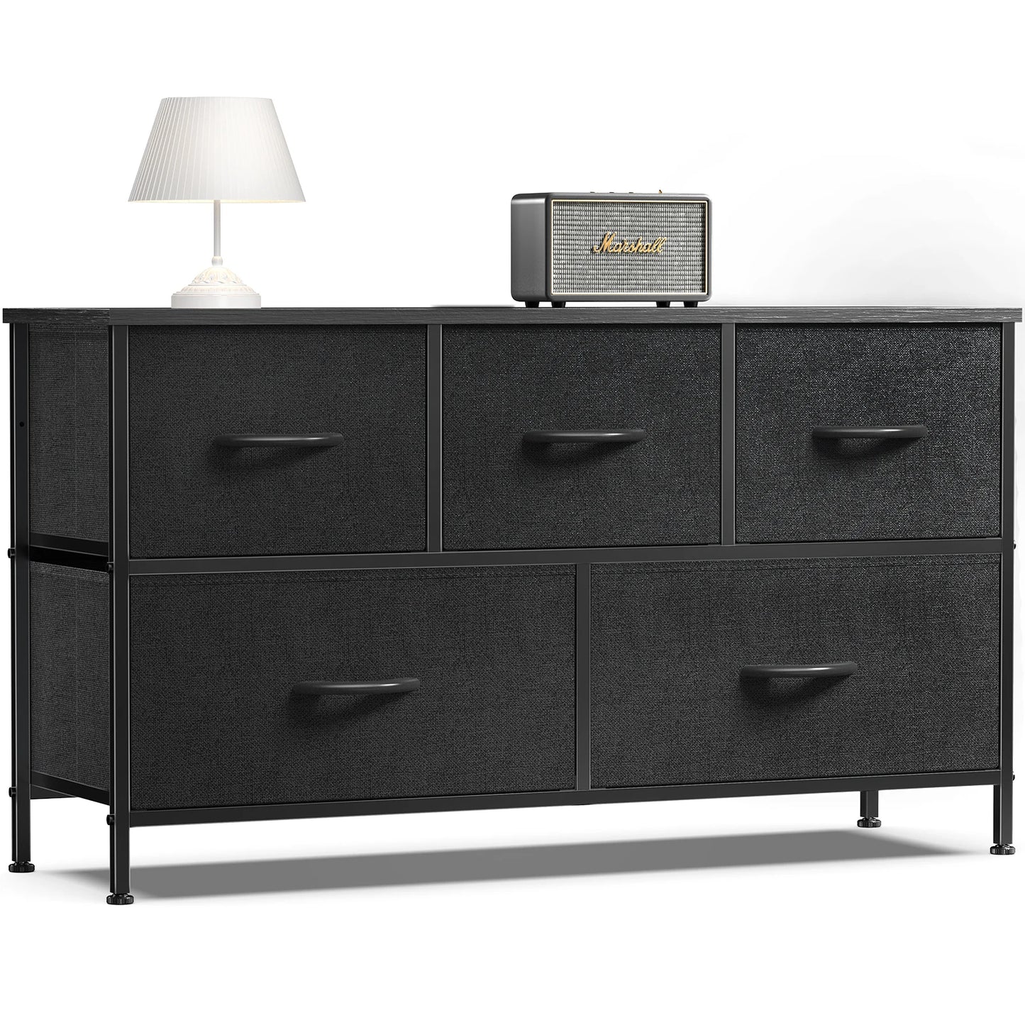 Living Room Display Cabinet with 5 Fabric Drawers