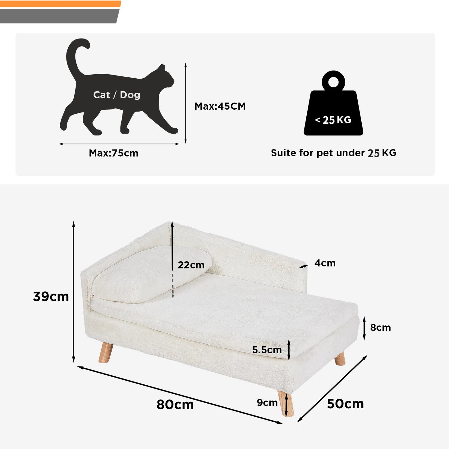 L-Shaped Elevated Pet Sofa Bed
