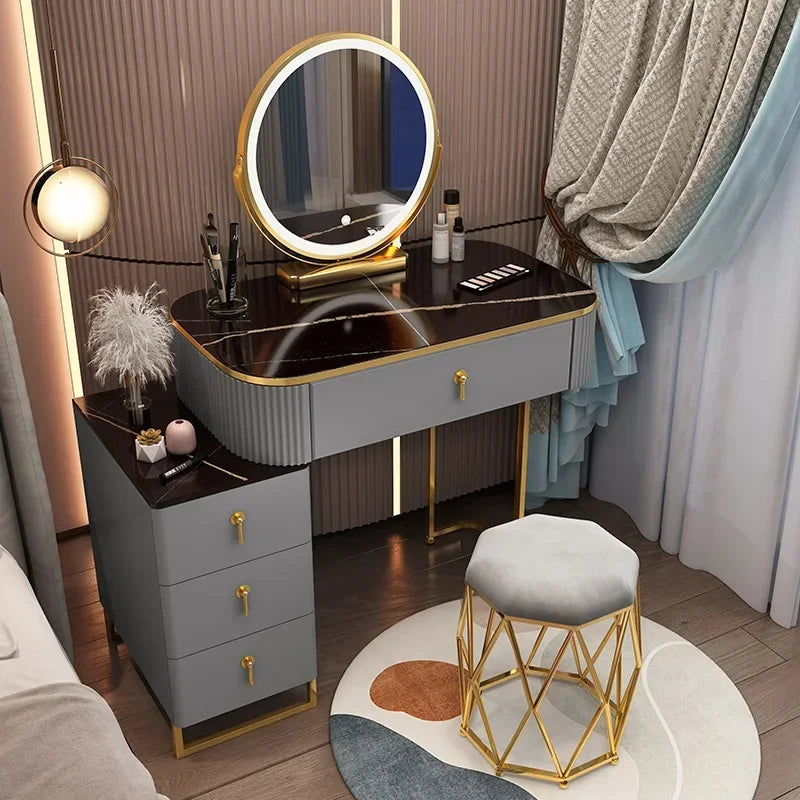 Classic Elegant Vanity Table – Luxury Nordic Makeup Desk with Mirror & Stool