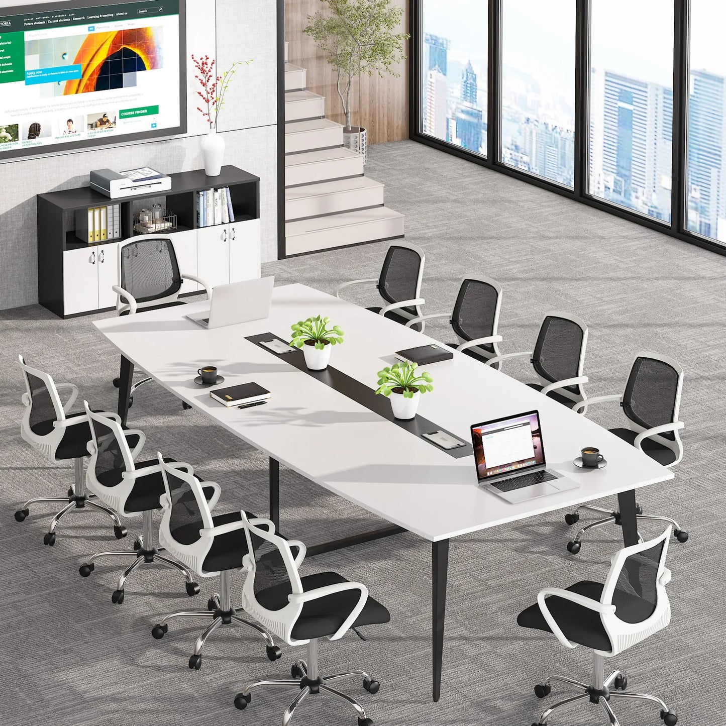 Boat-Shaped Conference Table
