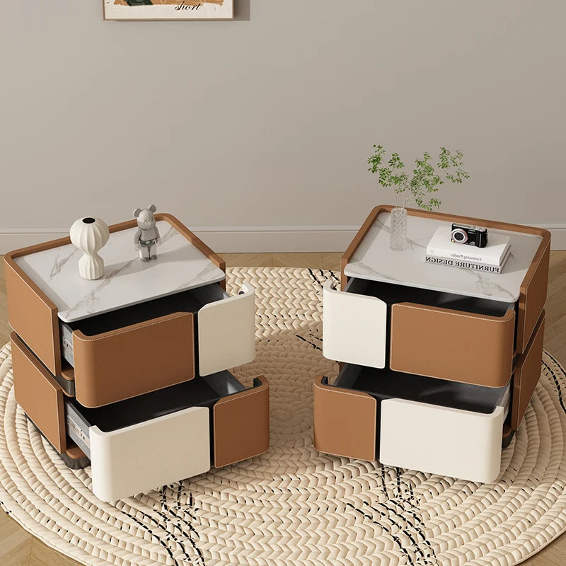 Set of 2 Modern Nordic Night Tables – Italian Minimalist Storage Bedside Furniture