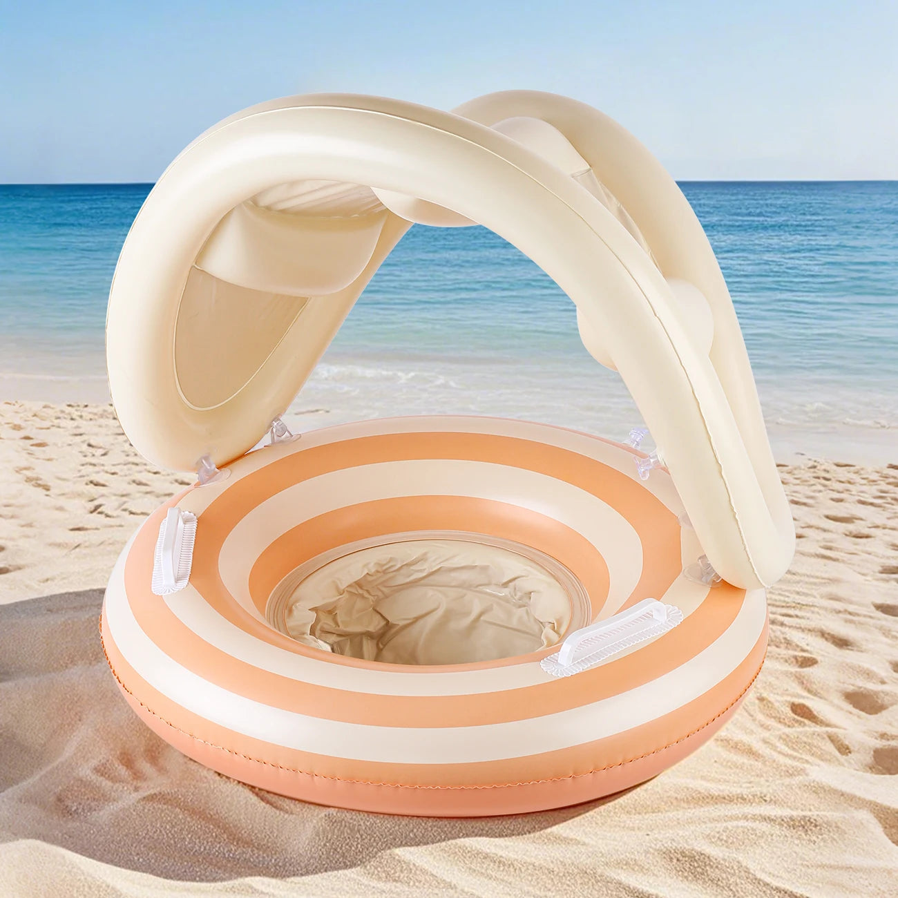 Inflatable swimming float with seat