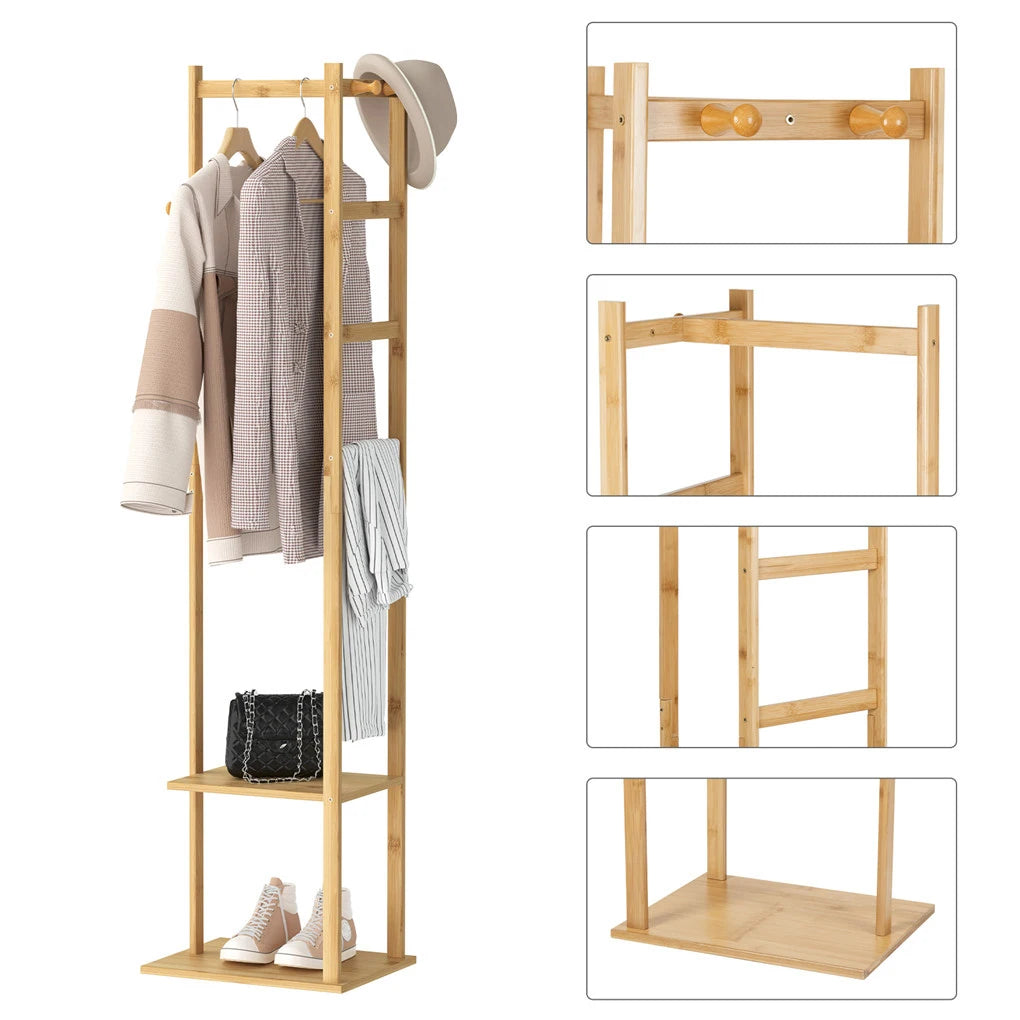 Bamboo Coat and Shoe Organizer Rack