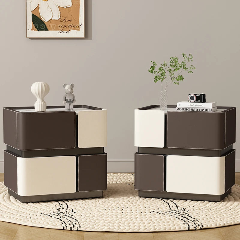 Set of 2 Modern Nordic Night Tables – Italian Minimalist Storage Bedside Furniture