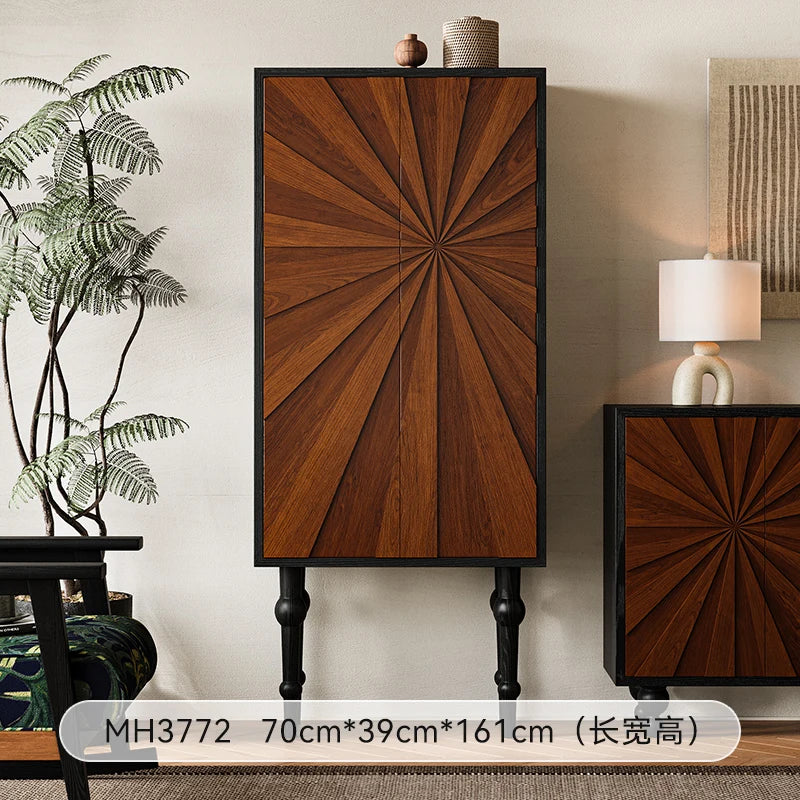 Retro Nordic Living Room Cabinet – Classic Glam Display & Storage Unit