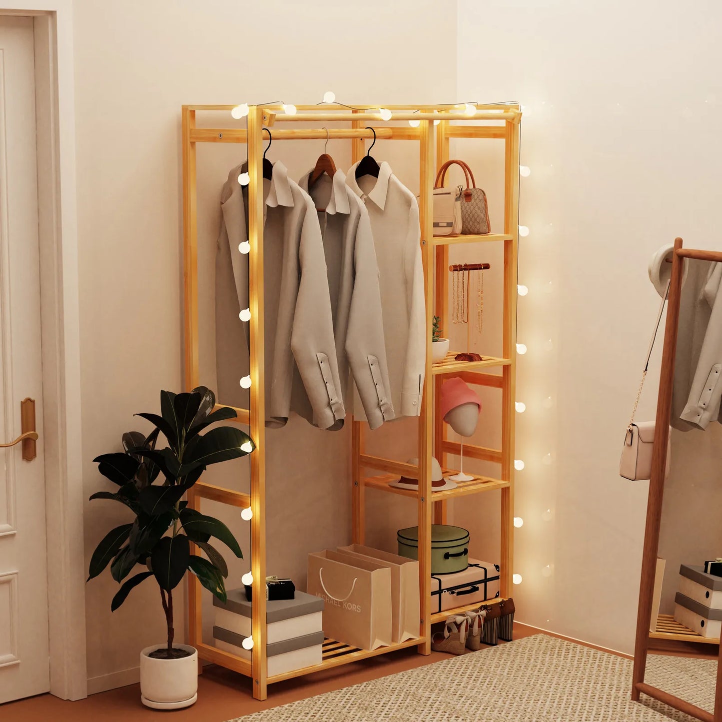 Open Bamboo Clothes Rack