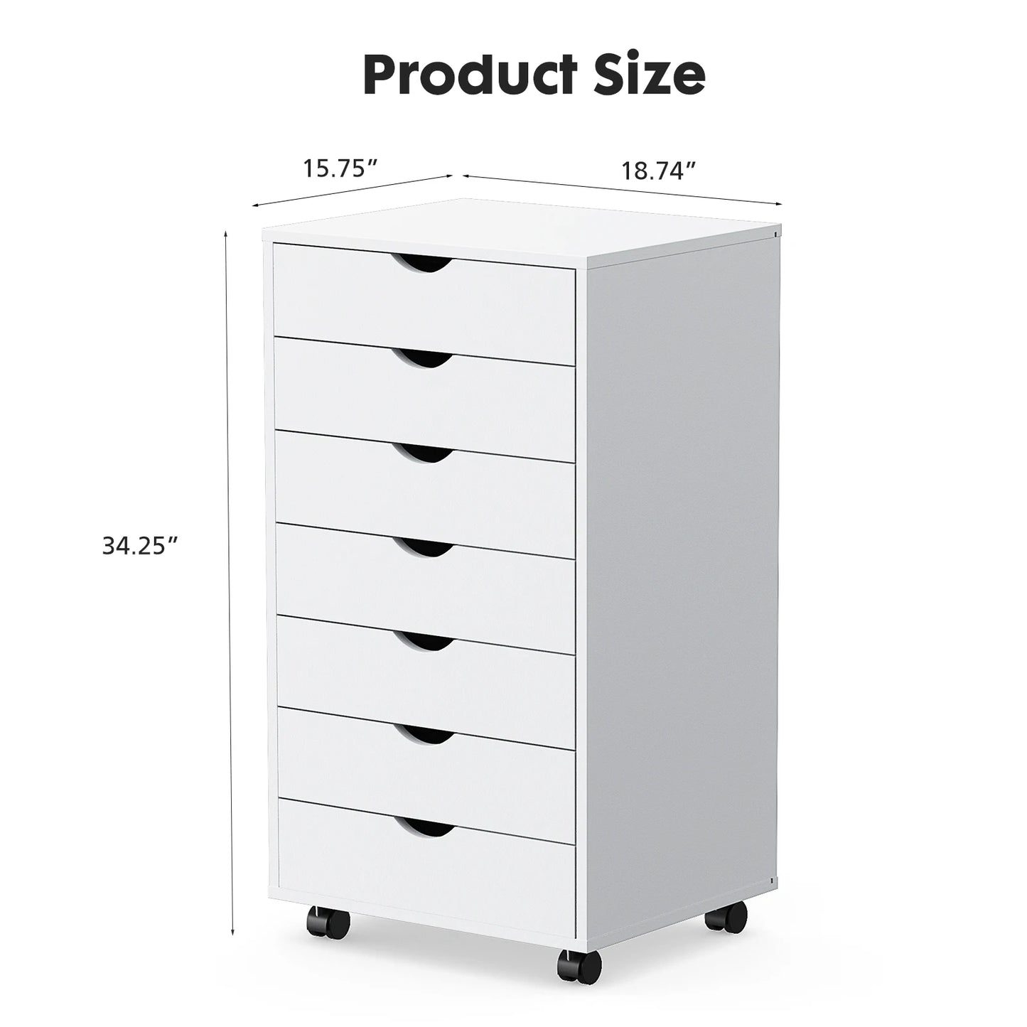 7-Drawer Chest Storage Cabinet with Wheels