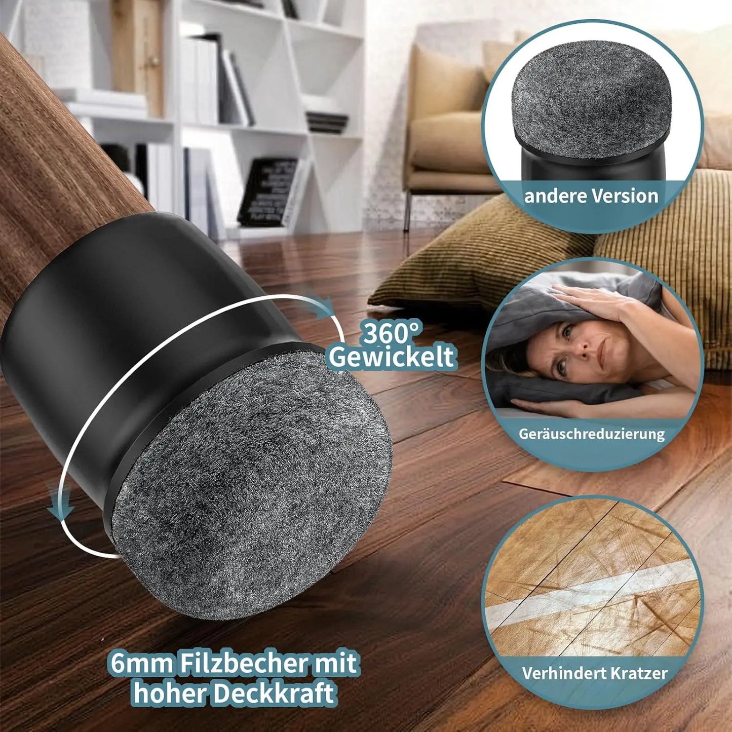 Black Chair Leg Floor Protectors