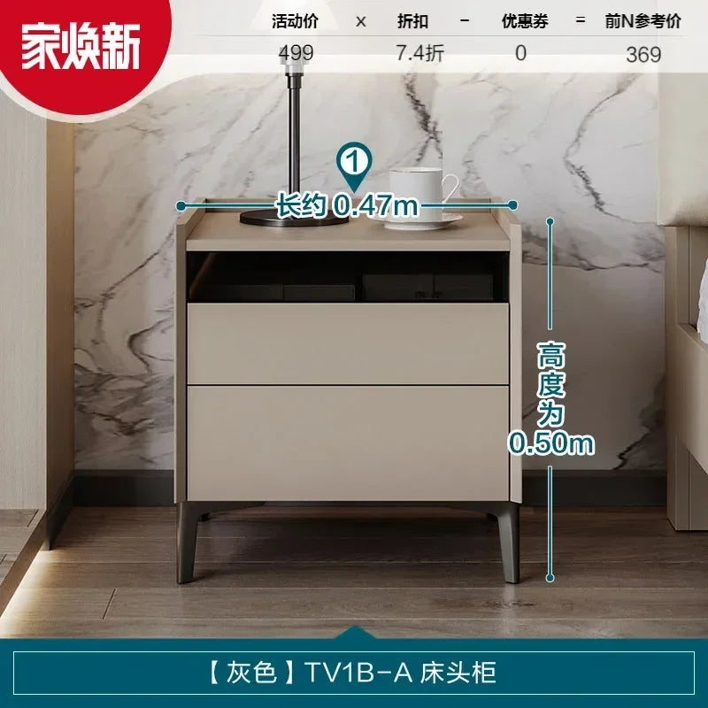 Italian Luxury Nightstand – Modern Nordic Bedside Table with Drawers