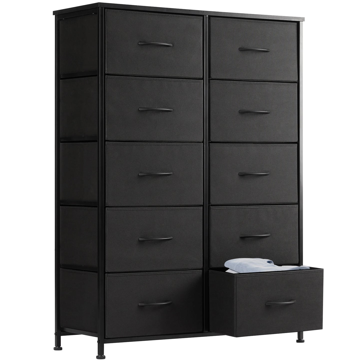 10-Drawer Bedside Table with Steel Frame