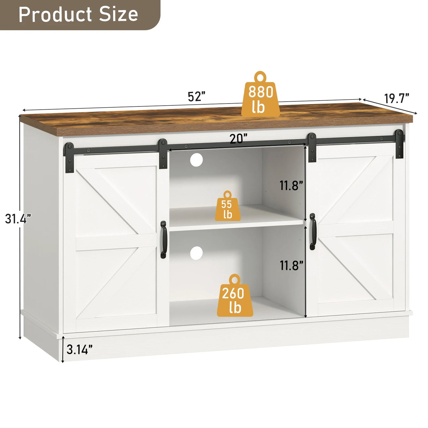 52 Gallon Fish Tank Stand with Power Outlet